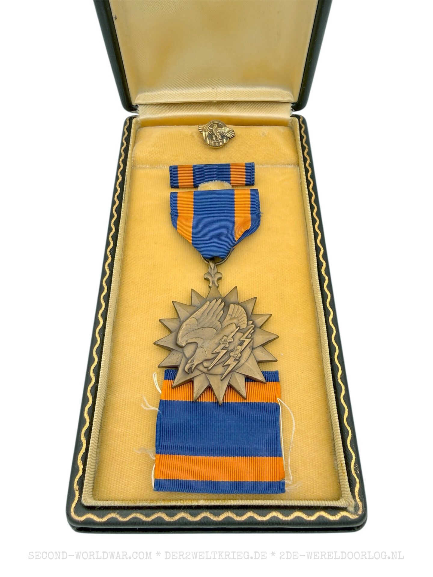 Amerikaanse Air Medal (medaille), pin en ribbon in doosje