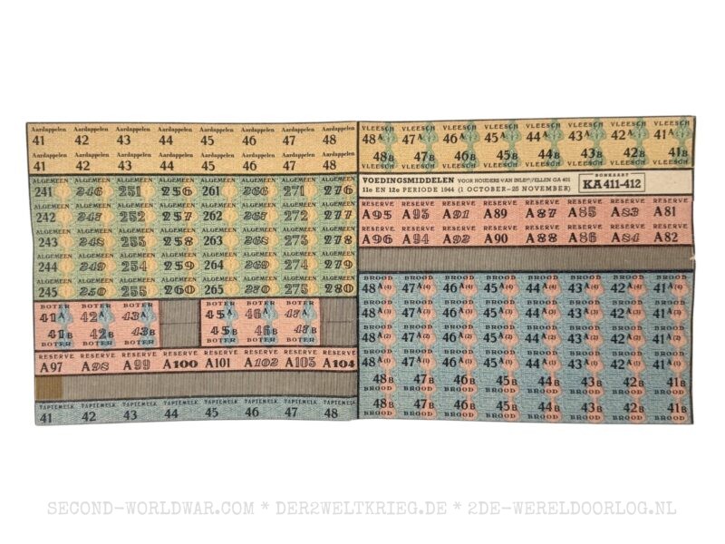 Nederlandse bonkaart KA 411-412 1944