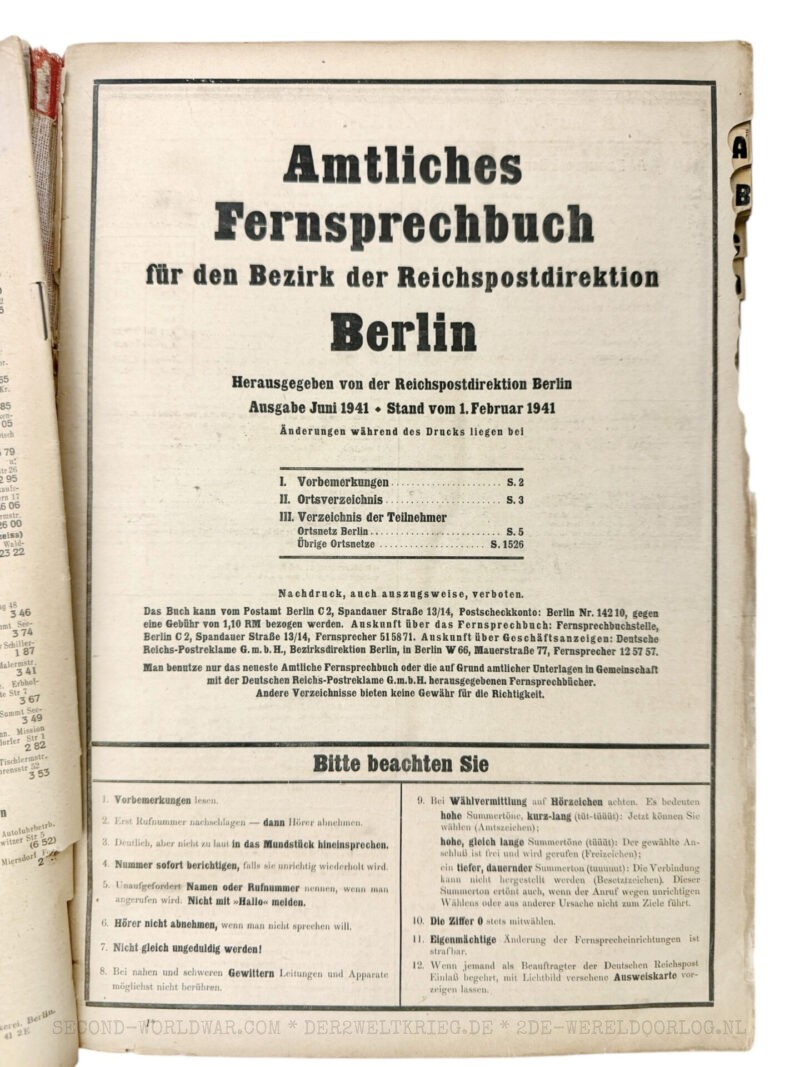 Duits telefoonboek Berlijn 1941 - Afbeelding 3