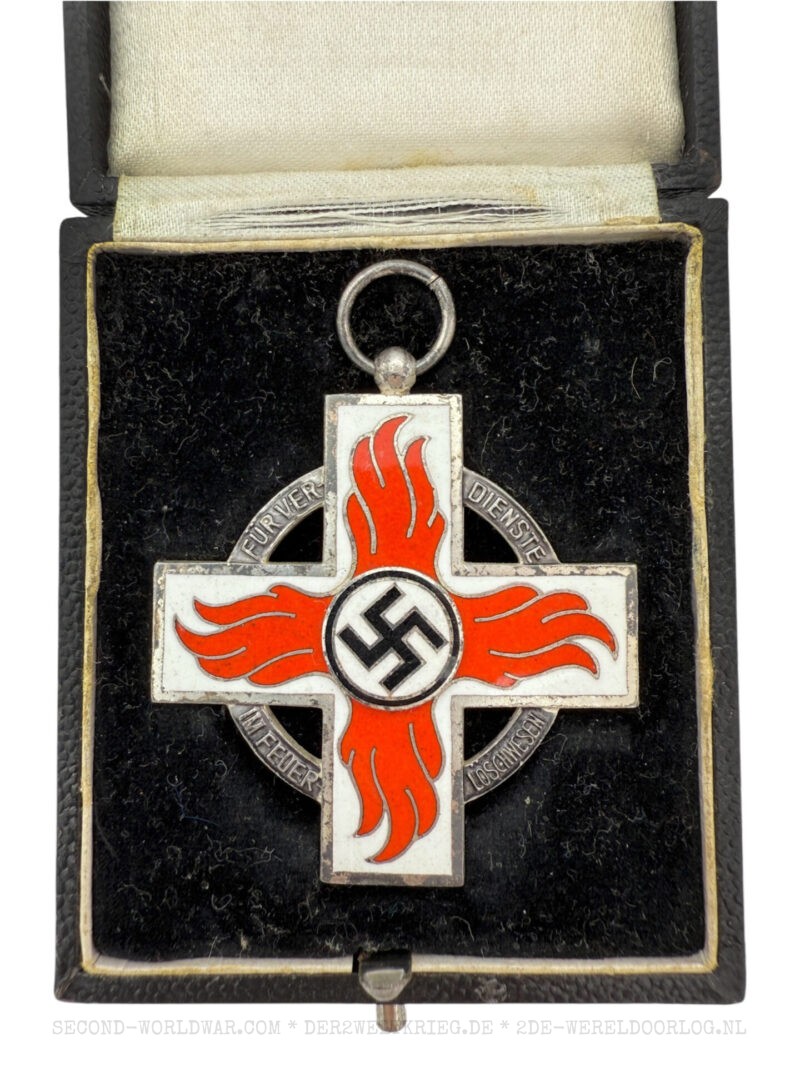 Duits ereteken voor brandweerdienst (Feuerwehr-Ehrenzeichen) 2de klasse 25 jaar in etui - Afbeelding 2