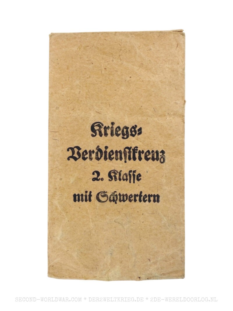 Duits Kriegsverdienstkreuz 2de klasse (KVK2) met zwaarden zakje / envelop Klein & Quenzer
