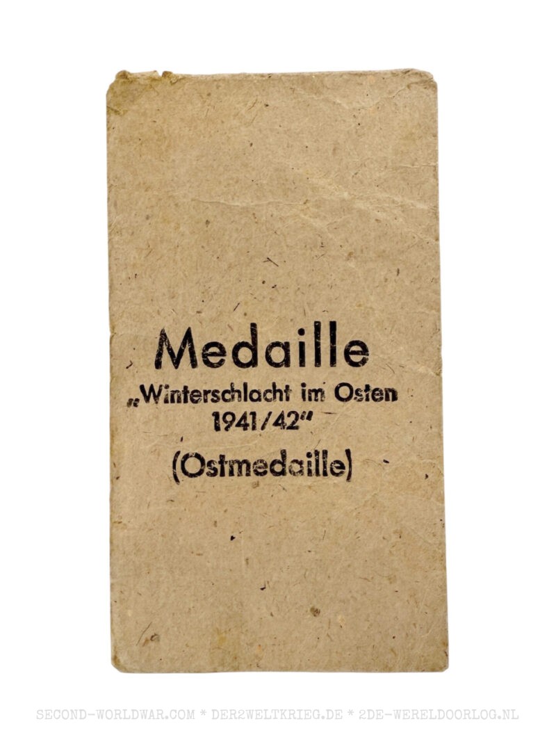 Duitse Oostfrontmedaille (Winterschlacht im Osten) zakje / envelop Arno Wallpach