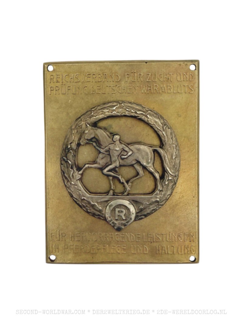 Duitse gouden verdienste plaquette voor uitmuntende prestaties in de paardenverzorging en -houderij