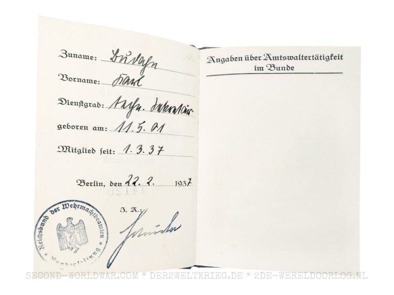 Duits RDB (Reichsbund der Deutschen Beamten) lidmaatschapsboekje - Afbeelding 5