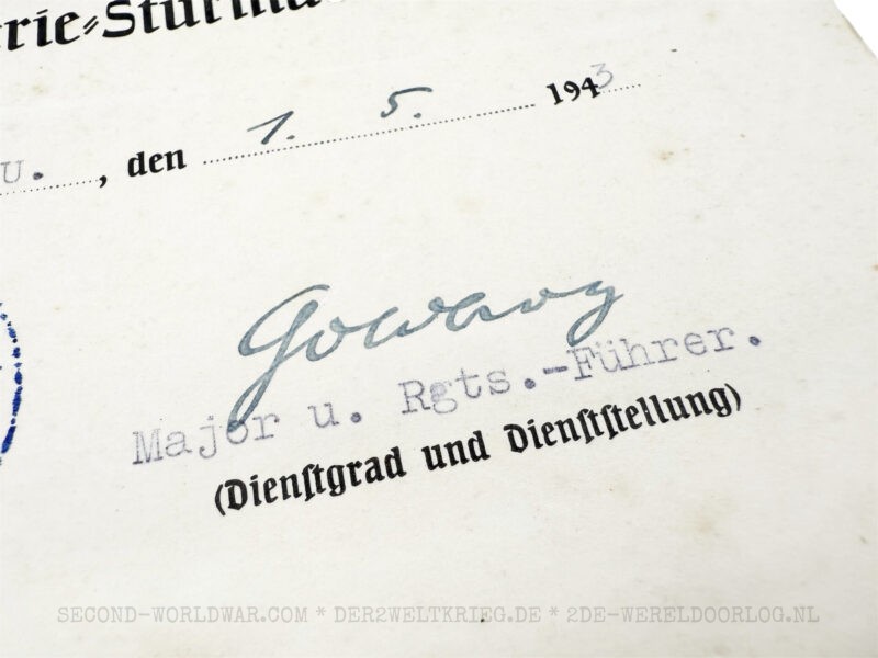 Duitse oorkondes Infanterie Sturmabzeichen 1943 en gewondenbadge (Verwundetenabzeichen) zwart 1944 - Afbeelding 3