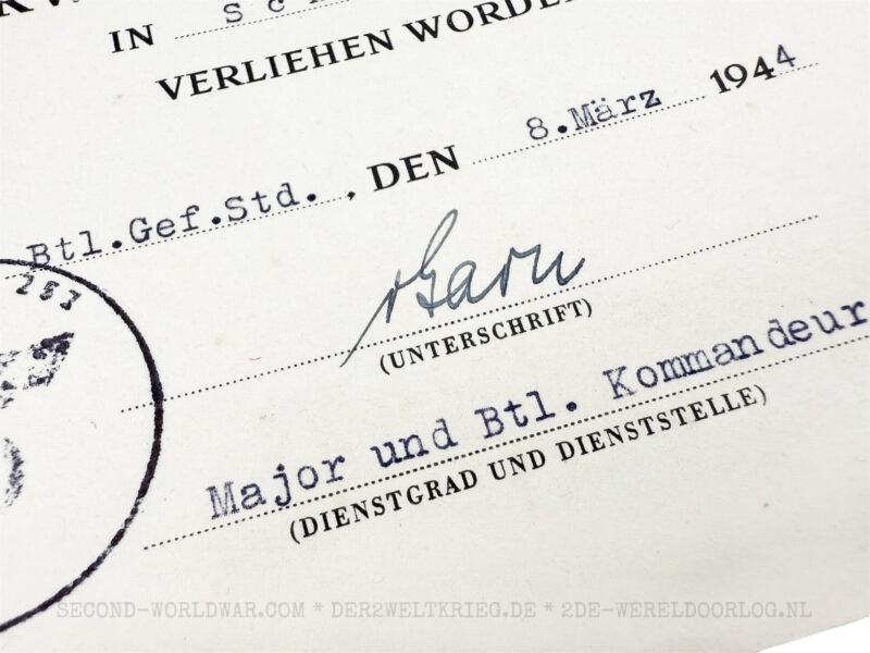 Duitse oorkondes Infanterie Sturmabzeichen 1943 en gewondenbadge (Verwundetenabzeichen) zwart 1944 - Afbeelding 5