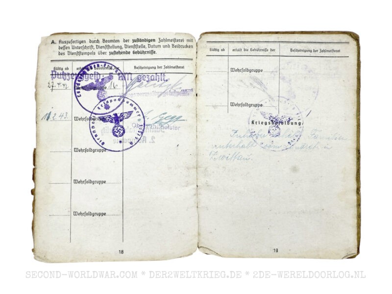 Duitse Wehrmacht Soldbuch met Frans ontslagformulier - Afbeelding 9