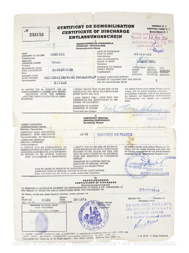 Duitse Wehrmacht Soldbuch met Frans ontslagformulier - Afbeelding 11