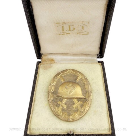 Duitse gewondenbadge (Verwundetenabzeichen) goud L/14 in LDO etui