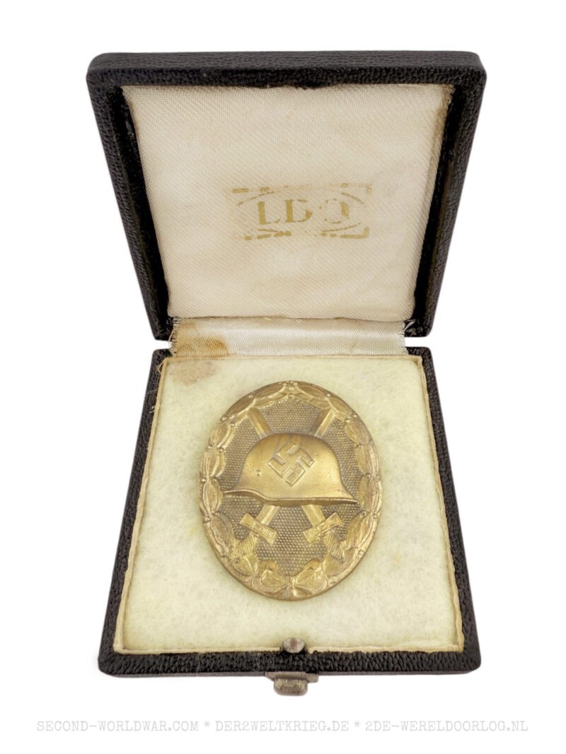 Duitse gewondenbadge (Verwundetenabzeichen) goud L/14 in LDO etui
