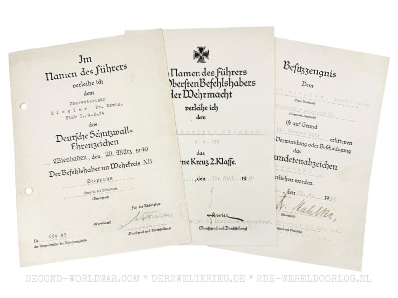 Duitse oorkondes dierenarts Ziegler 1940-1942